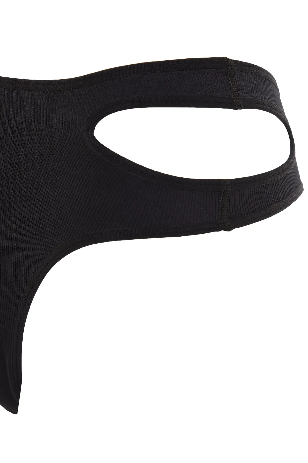 Trendyol Collection  Schwarzes nahtloses/nahtloses Fenster/ausgeschnittenes detailliertes Tanga-Strickhöschen THMSS23KU00028