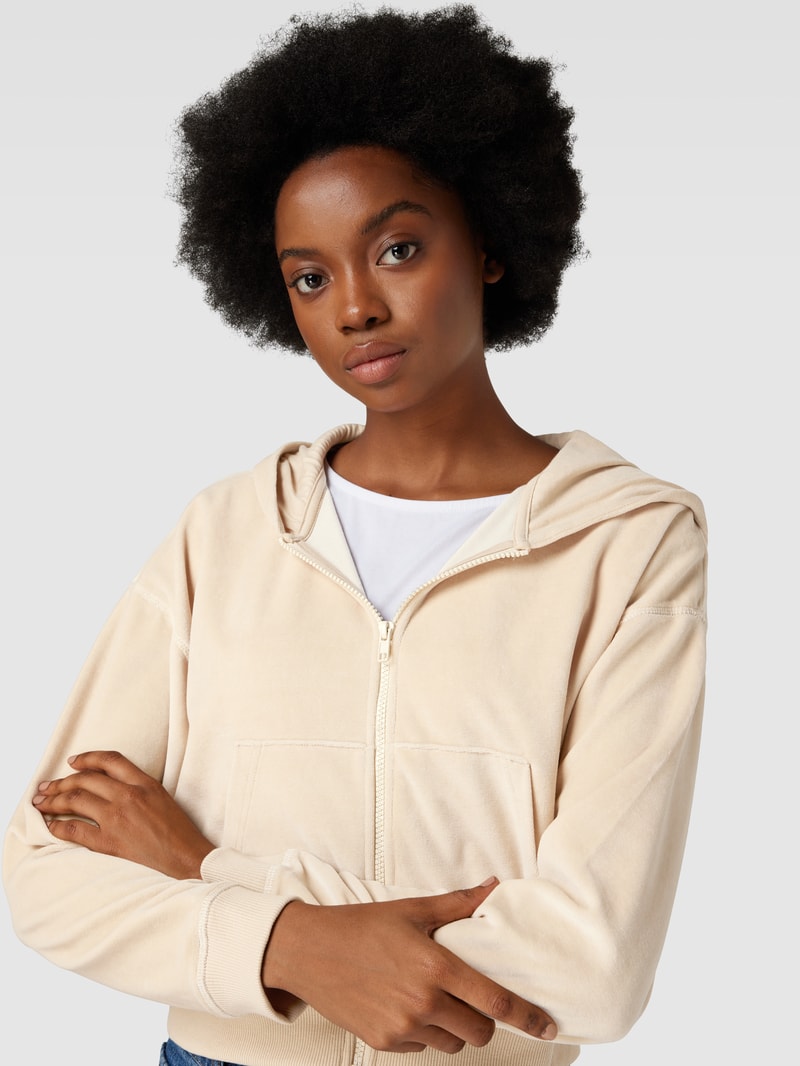 Sweatjacke mit überschnittenen Schultern und Eingrifftaschen in sand