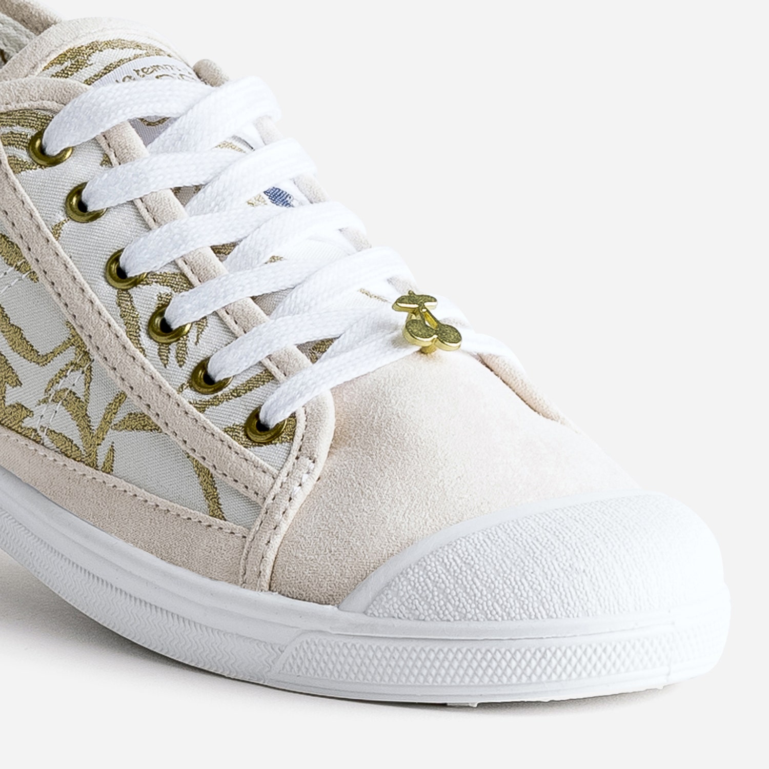 Tennis LE TEMPS DES CERISES beige broderies or