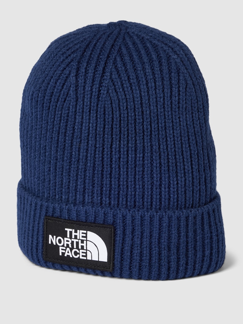 Beanie in Ripp-Optik in dunkelblau