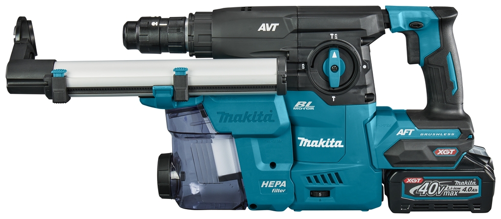 Makita HR009GM202 Kombihammer SDS-Plus mit Staubabsaugung, 40 V Max, 4,0 Ah Li-Ion-Akku