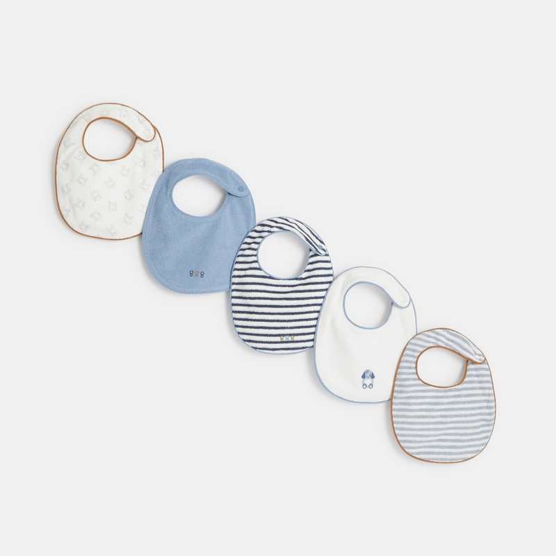 Bavoir éponge assorti (lot de 5) bleu naissance