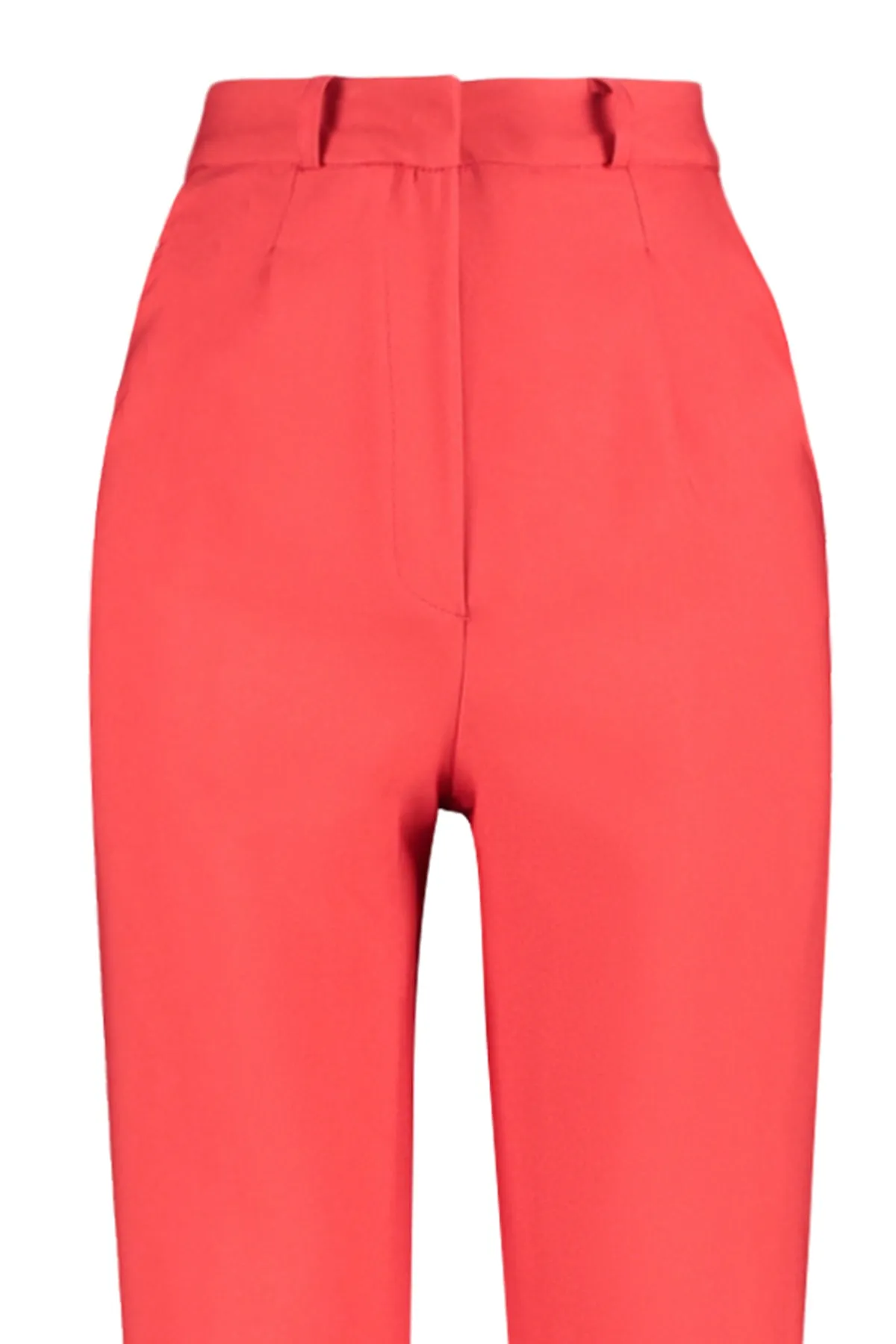 Trendyol Collection  Rote, gerade geschnittene, plissierte Webhose mit weitem Bein TWOSS21PL0155