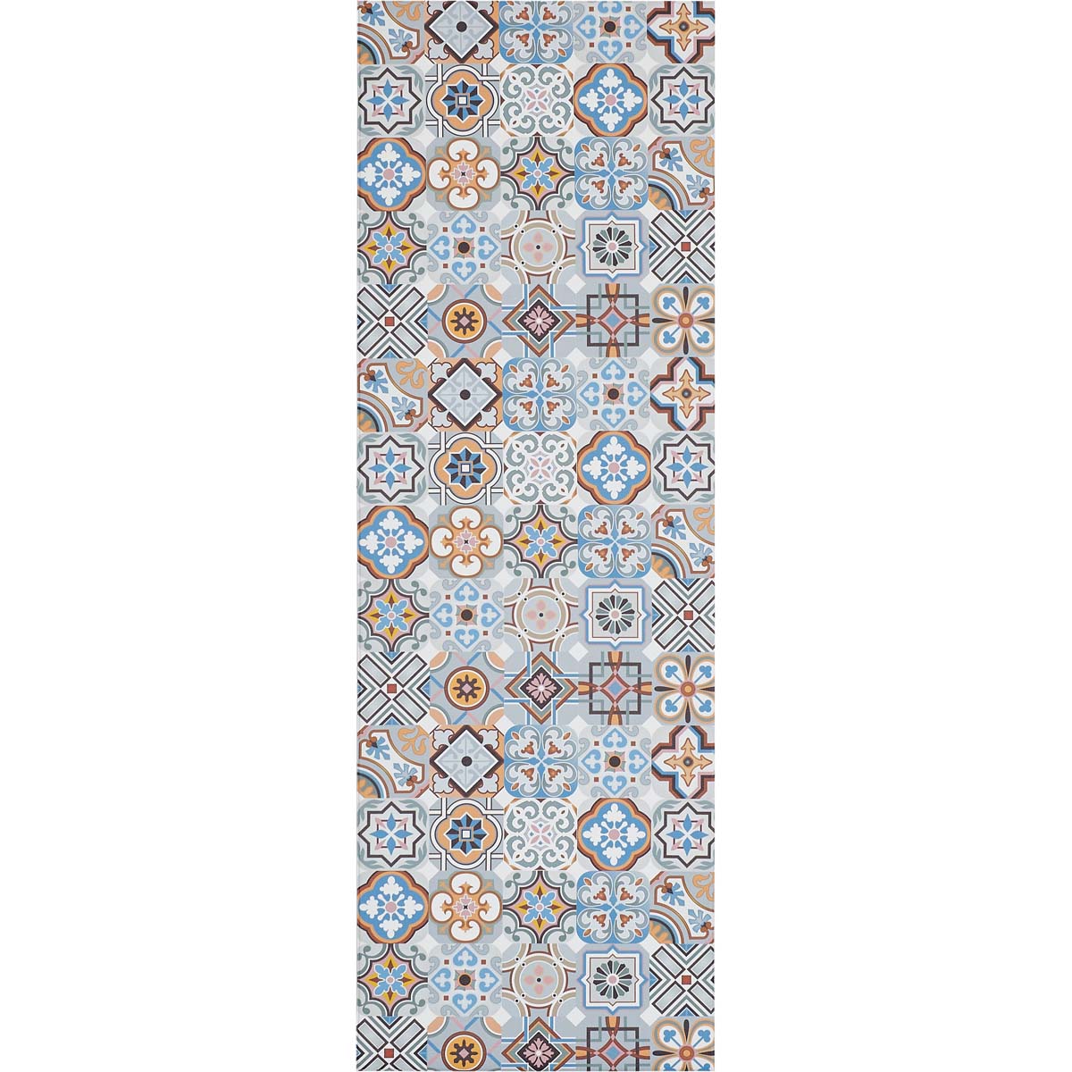 HOMCOM Küchenläufer Muster Blau-Grau 50 x 150 cm