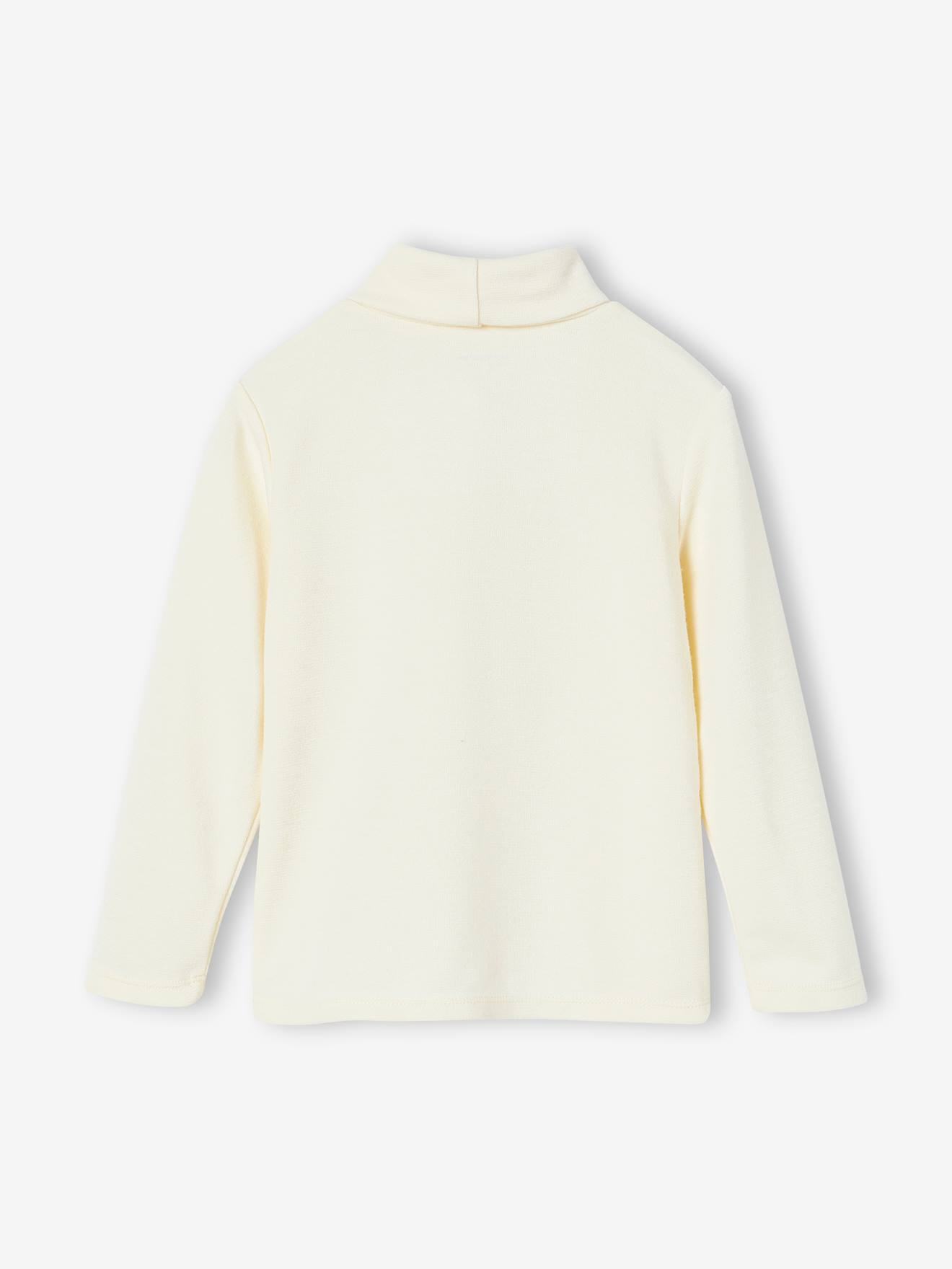 T-shirt col roulé maille fantaisie fille écru