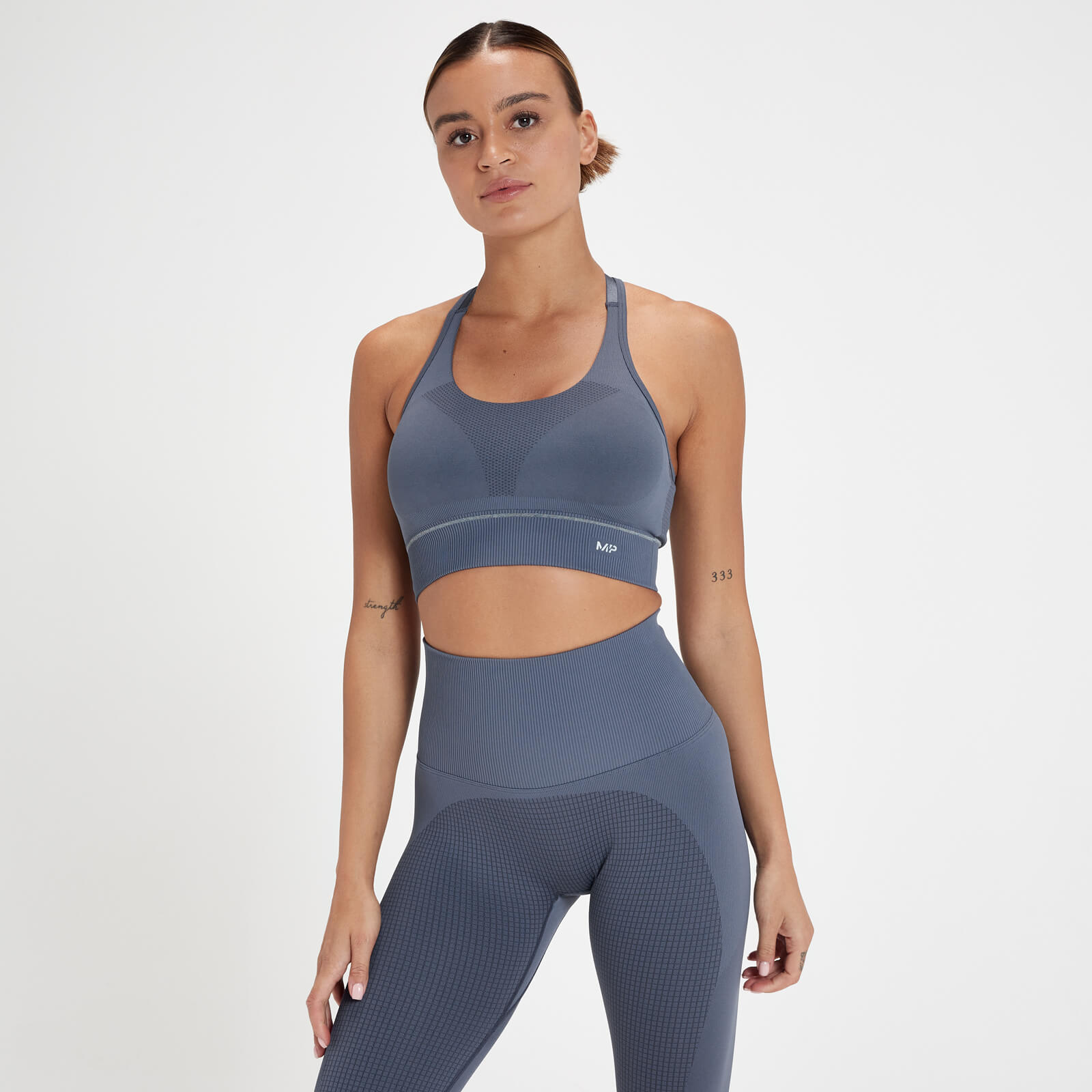 Brassière de sport sans coutures en graphène MP Velocity Ultra pour femmes – Bleu ombragé