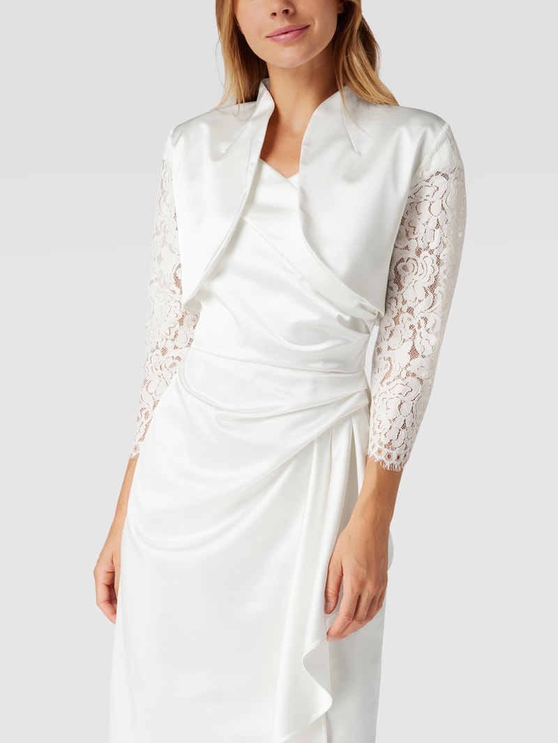 Cocktailjacke mit floralen Stickereien in offwhite