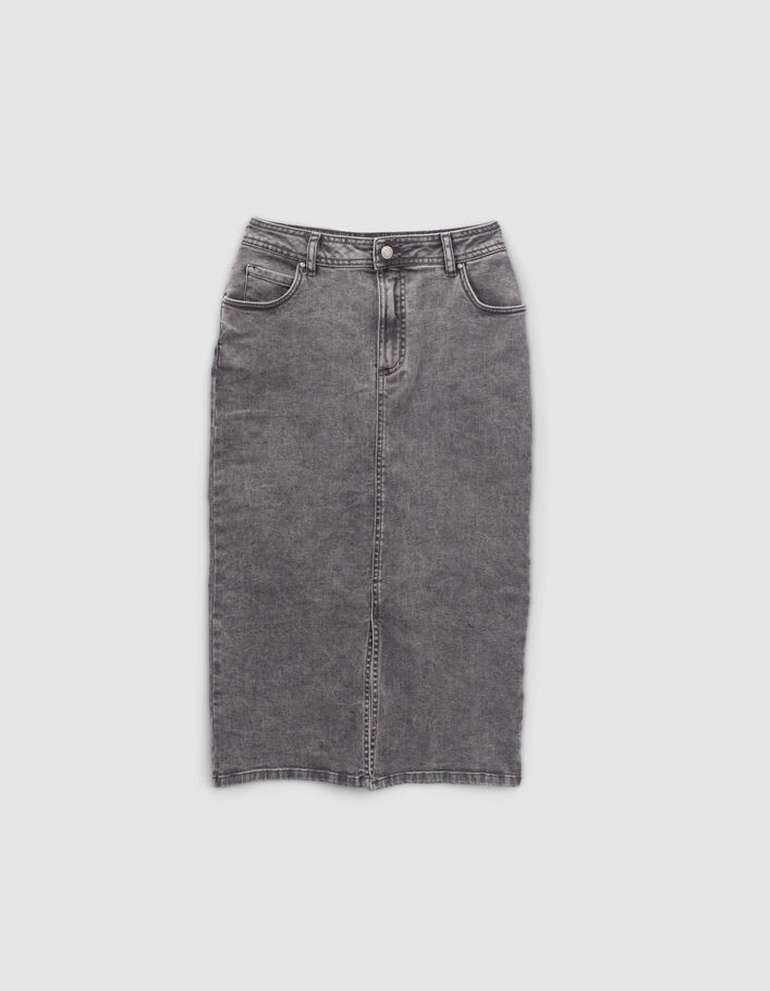 Jupe crayon en jean gris Femme