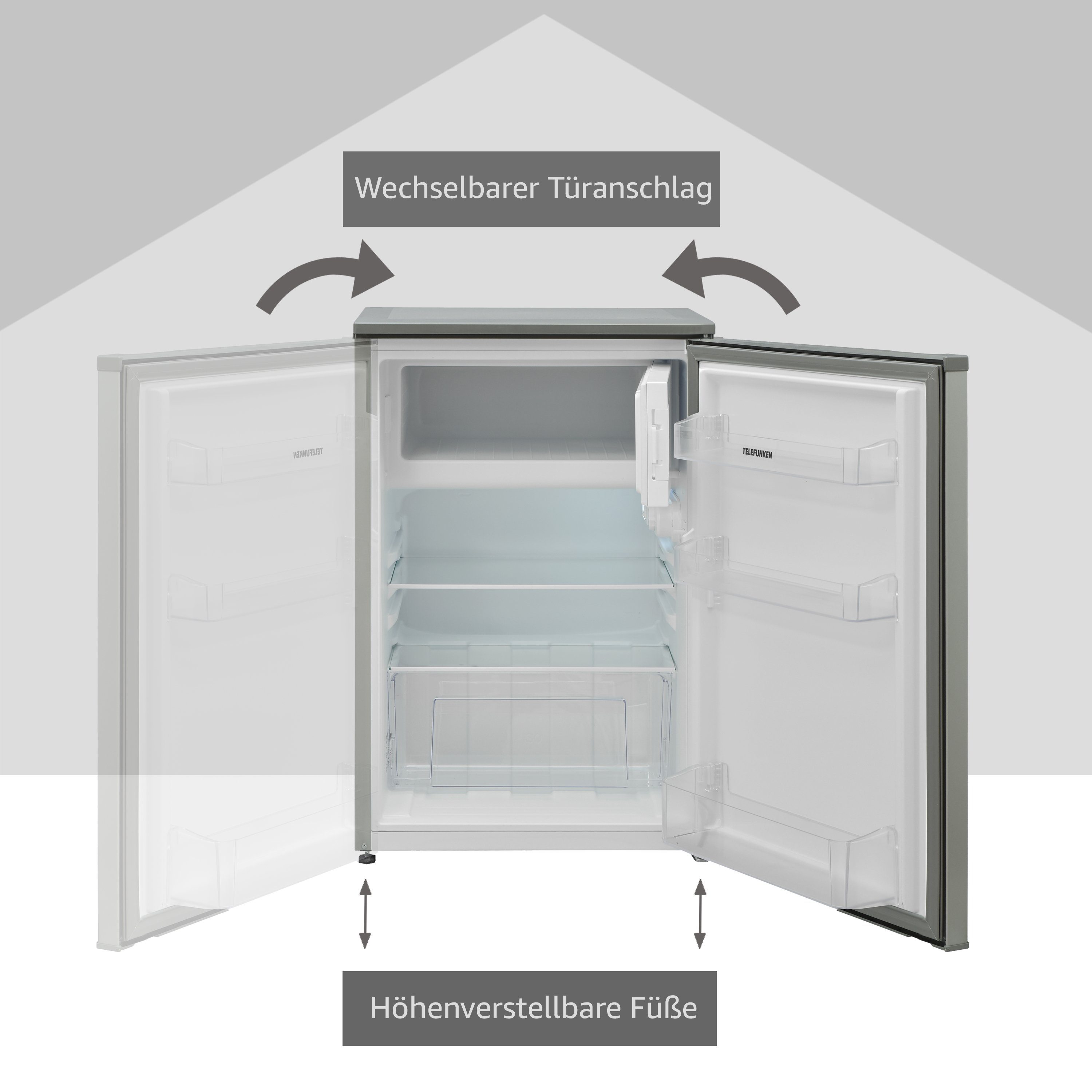 Telefunken Kühlschrank CF-35-130-S, 83.8 cm hoch, 54 cm breit, Mit 4-Sterne-Gefrierfach / 105 L Kühlteil / 17 L Gefrierteil