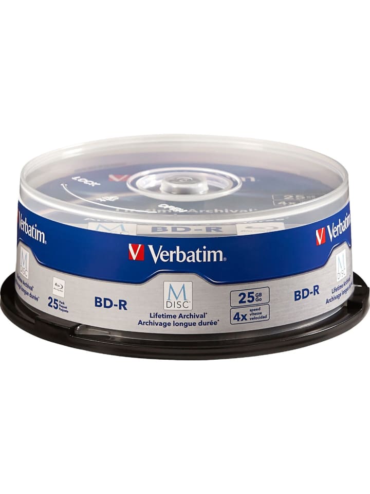 COFI 1453 Verbatim M-DISC BD-R 25GB/1-4x Cakebox (25 Disc) in blau günstig kaufen onesize