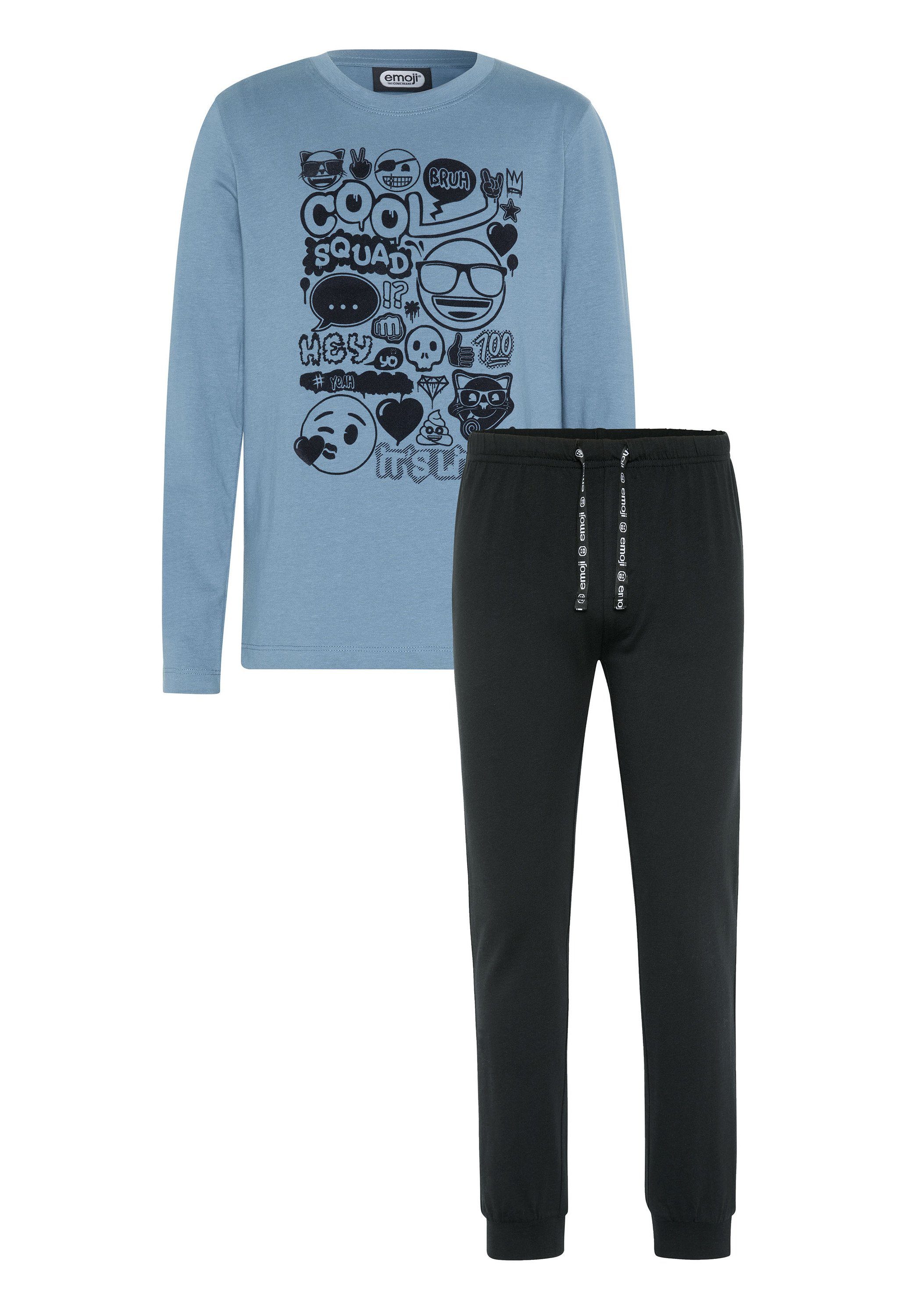 Emoji Pyjama mit bedrucktem Langarmshirt und Hose