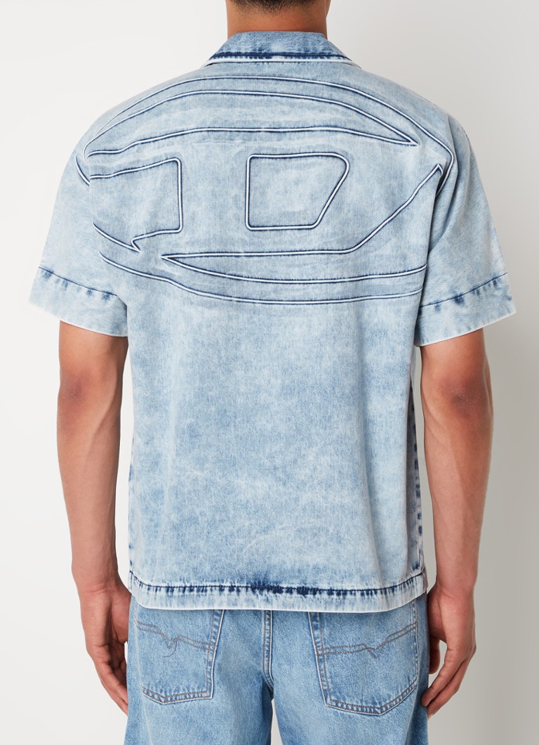Cămașă din denim Diesel D-Nabil-S cu imprimeu pe spate