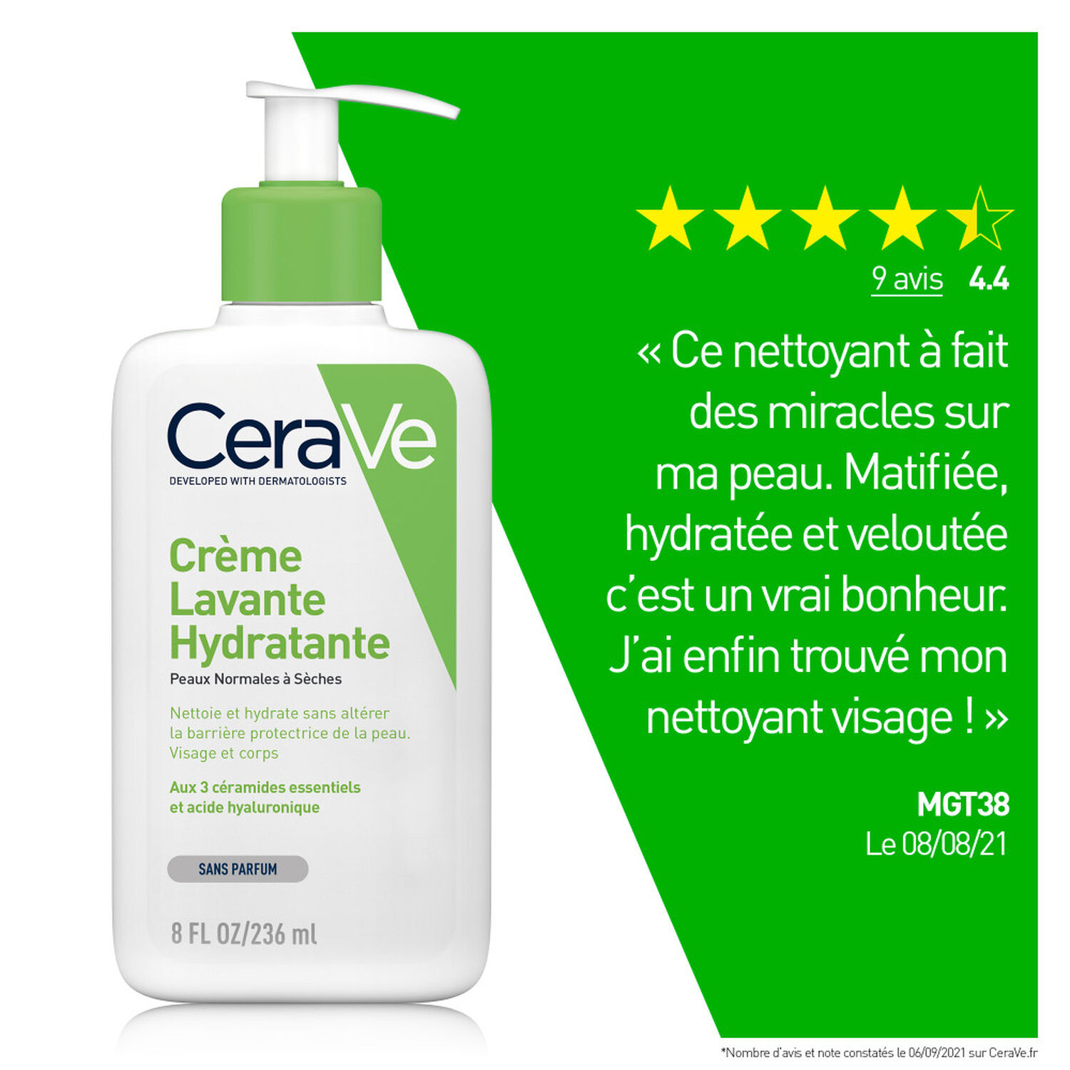 Cerave Crème Lavante Hydratante Nettoie & Hydrate