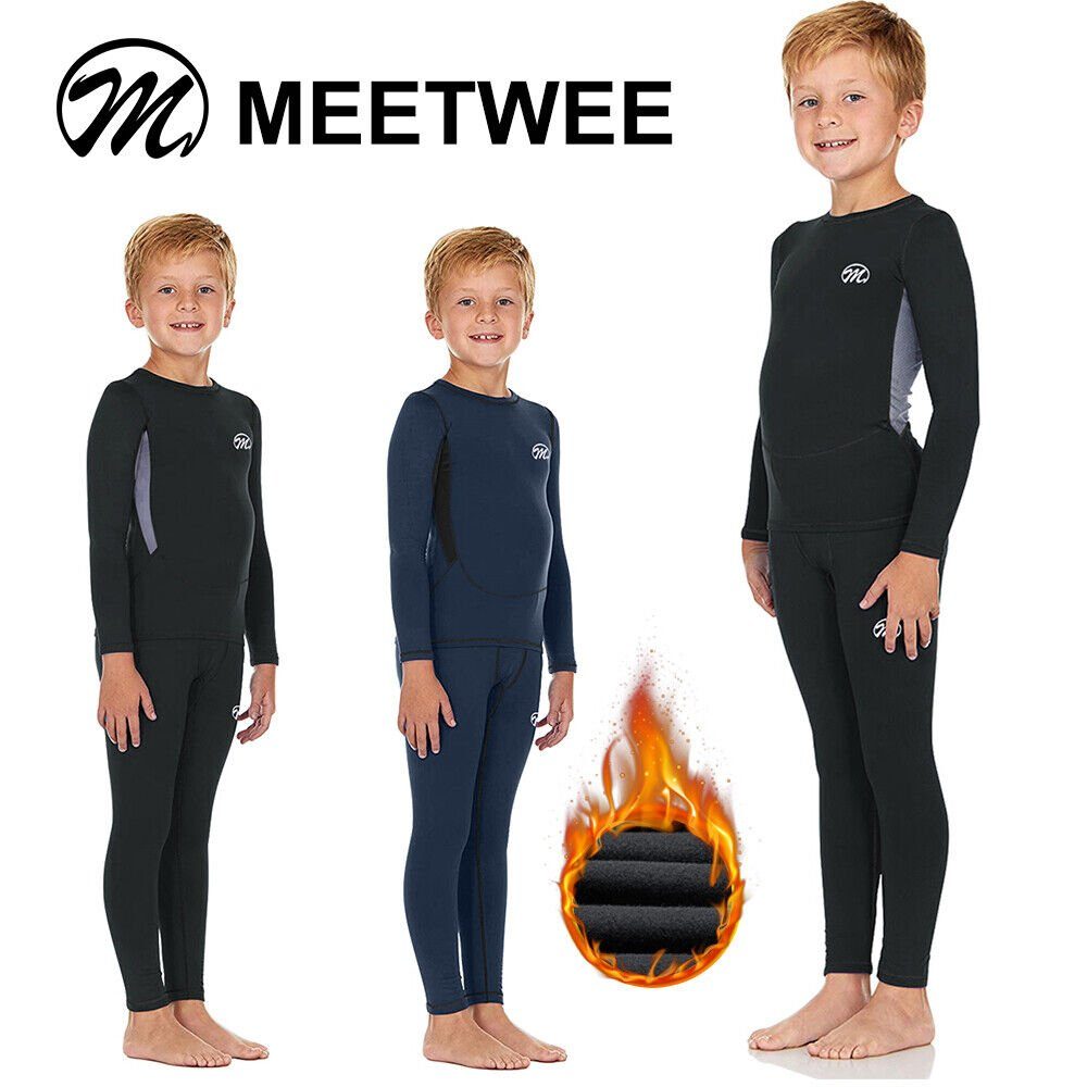 MEETYOO Thermounterhemd Kinder Fleece Thermo Unterwäsche Set (Jugendliche Kinder Thermounterhose Thermounterhemd, Skiunterwäsche Funktionsunterwäsche Set) Wintersport Ski