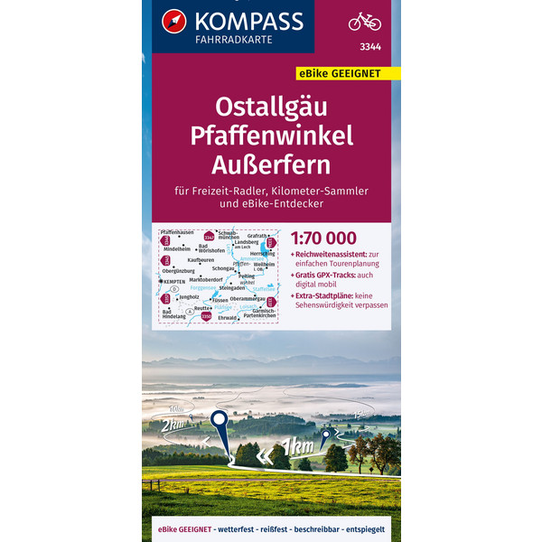 KOMPASS FAHRRADKARTE 3344 OSTALLGÄU, PFAFFENWINKEL