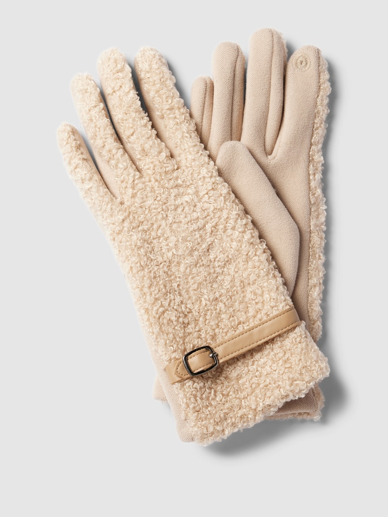 Hanschuhe mit Teddyfell in beige