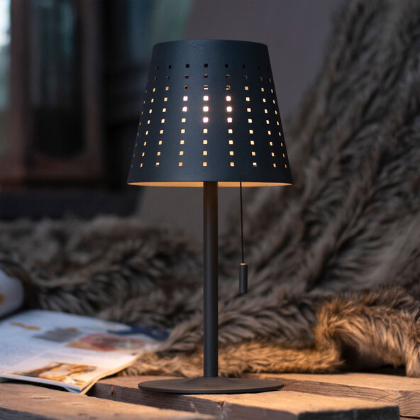 LED Akku-Solar-Tischleuchte Mandy, anthrazit