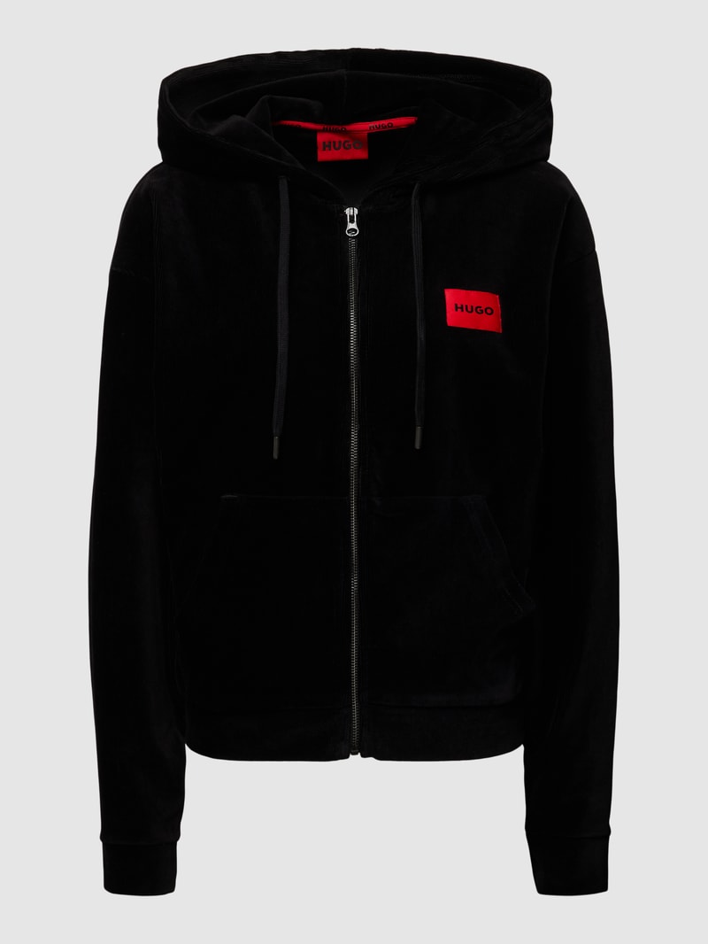 Sweatjacke mit Kapuze Modell 'VELVET' in schwarz