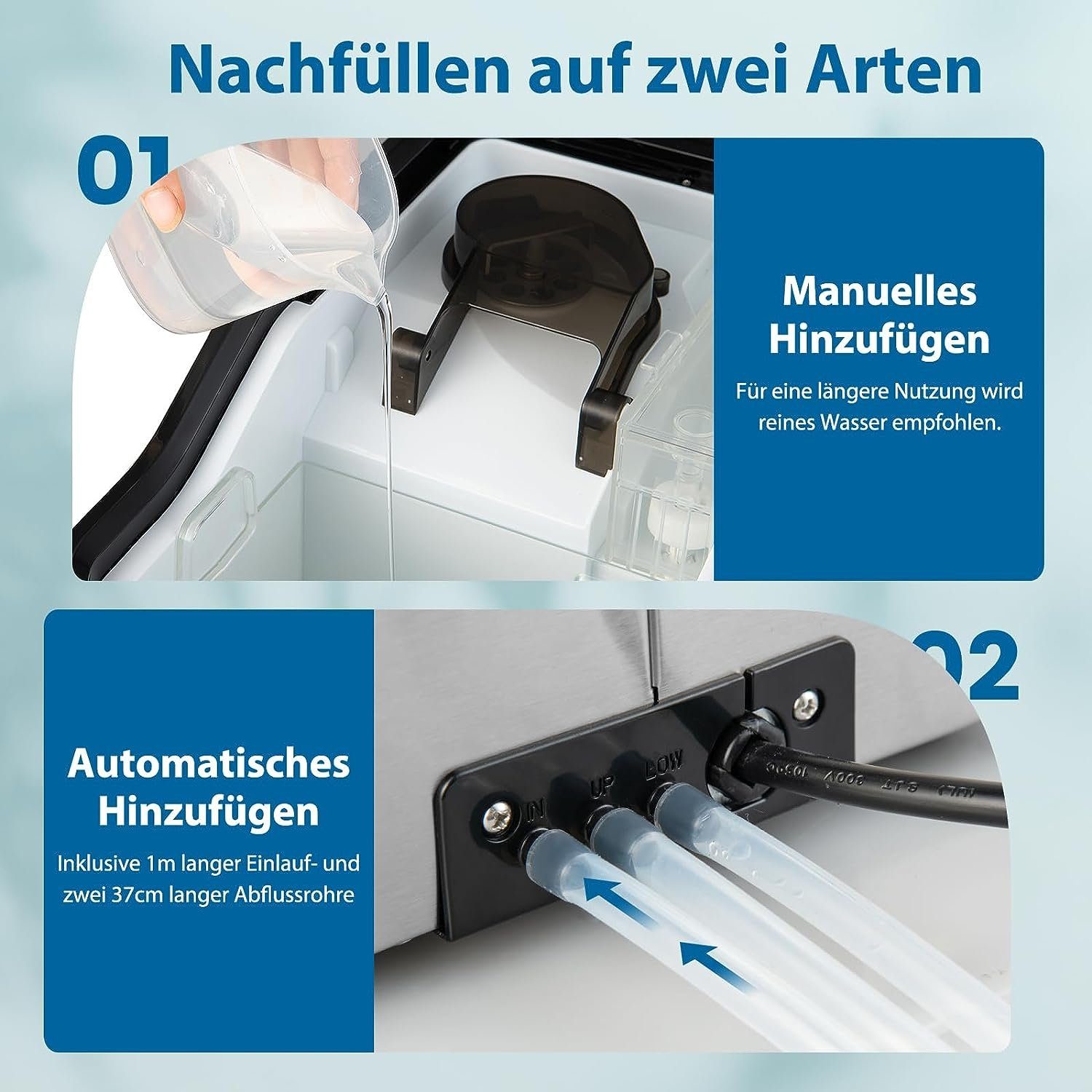 KOMFOTTEU Eiswürfelmaschine, 24kg/Tag, mit 1,6L Wassertank & Eiswürfelschaufe