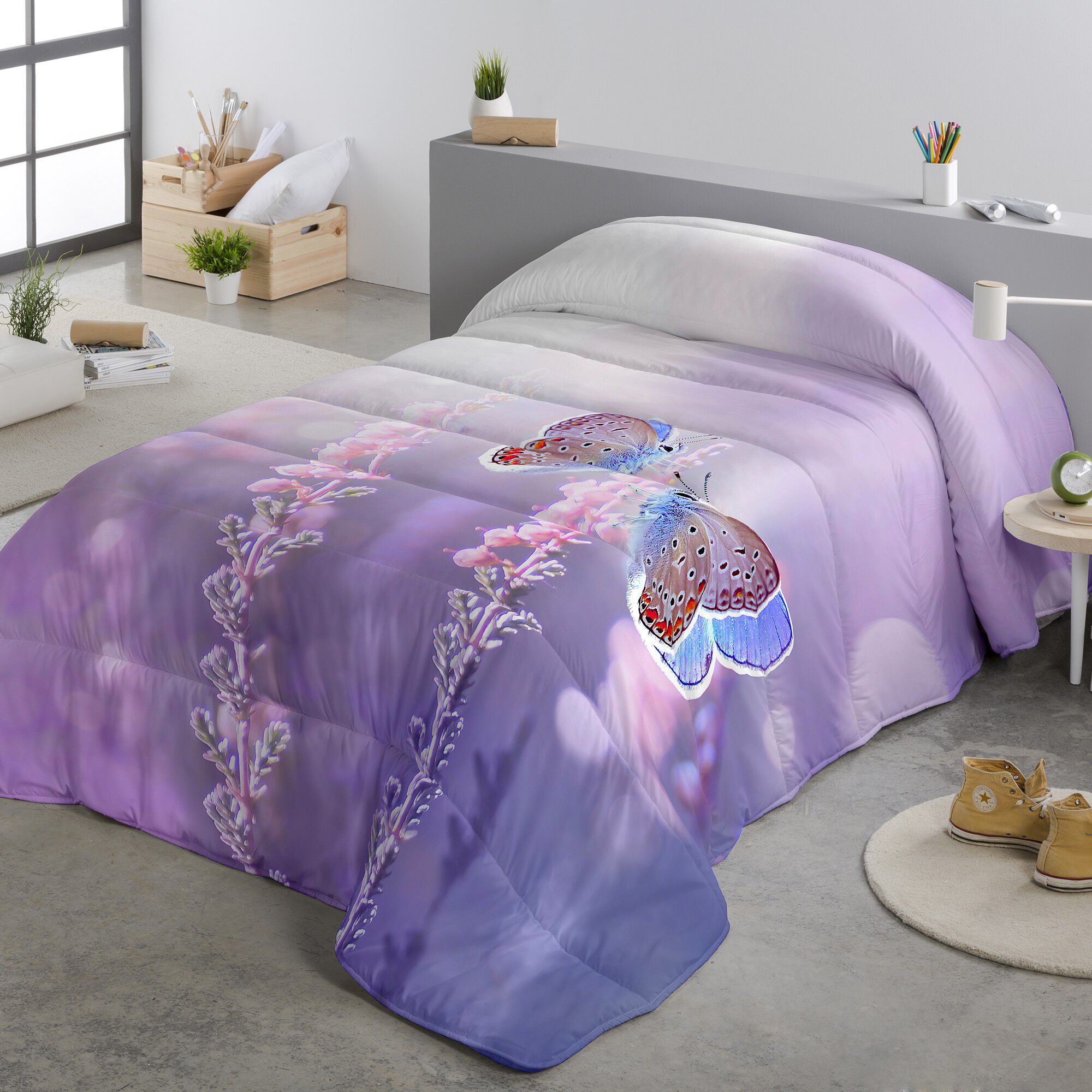Couette microfibre imprimée papillon 200 g/m²
