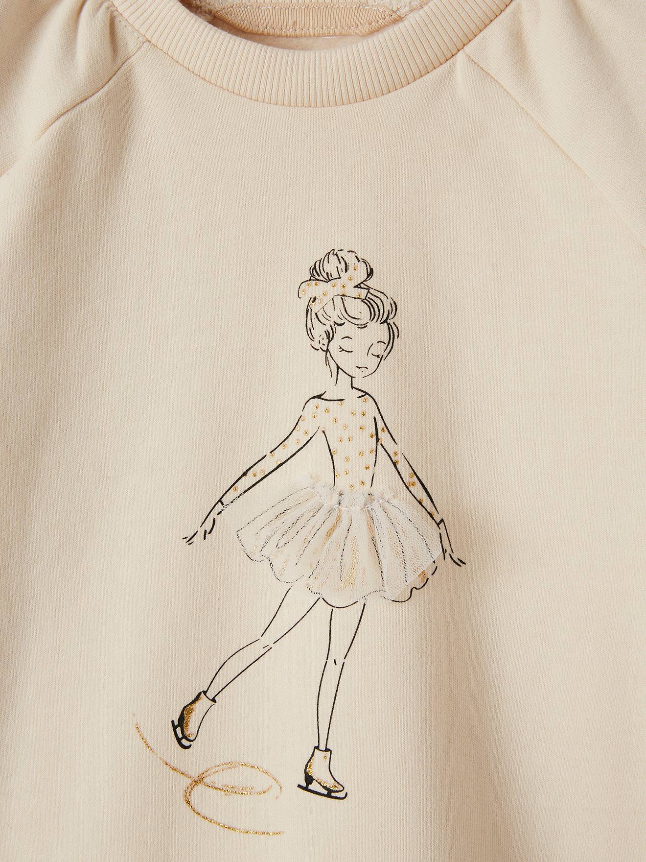 Sweat motif égérie avec détails fantaisie fille beige