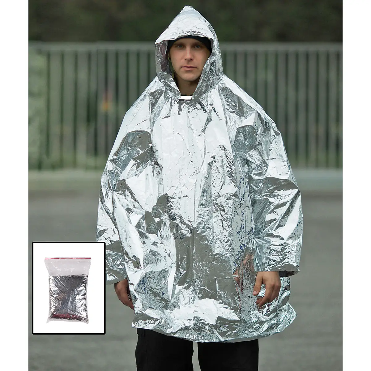 Survival Poncho silber