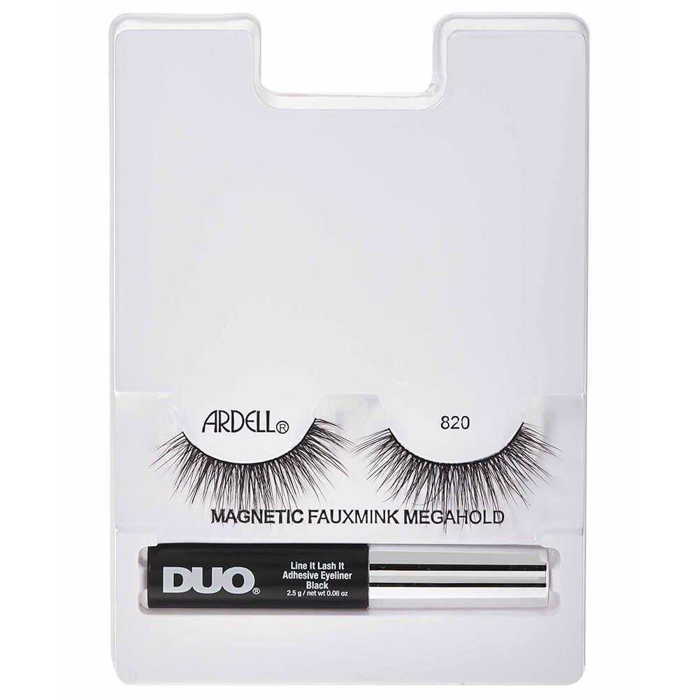 Ardell Faux-Cils Magnétique Faux Mink n°820 avec colle/feutre eyeliner Duo 2,5g Faux-Cils Magnétiques en frange réutilisables, avec colle/feutre eyeliner inclus