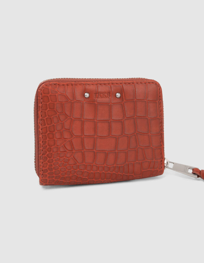 Portefeuille 1440 mini Compagnon orange cuir embossé Femme