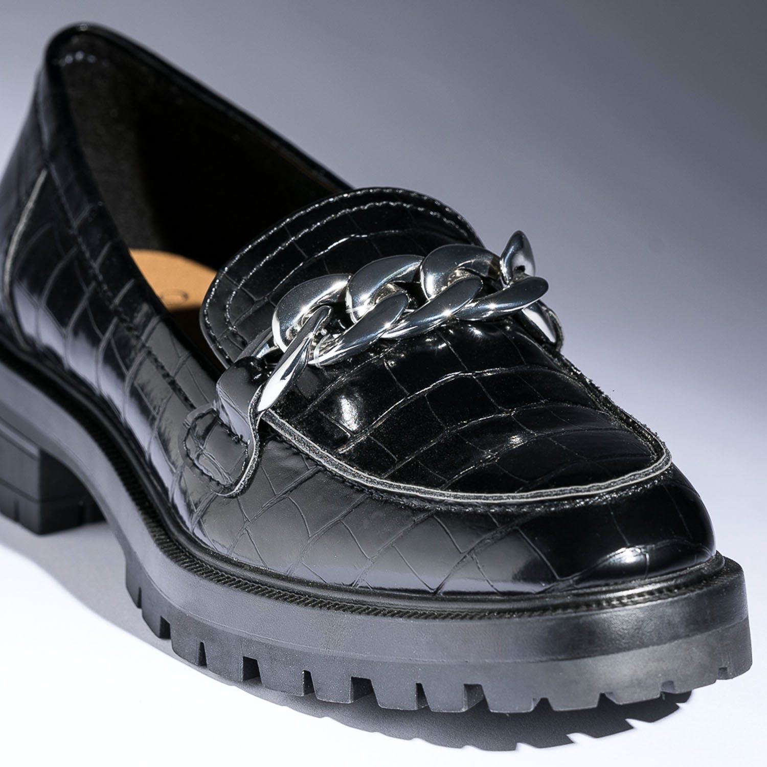 Mocassin TEXTO noir embossé croco