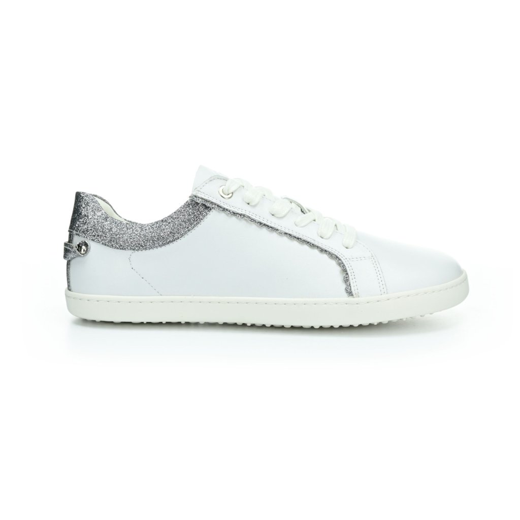 Shapen Feelin Chic White Glitter Leather Barfuß-Halbschuhe