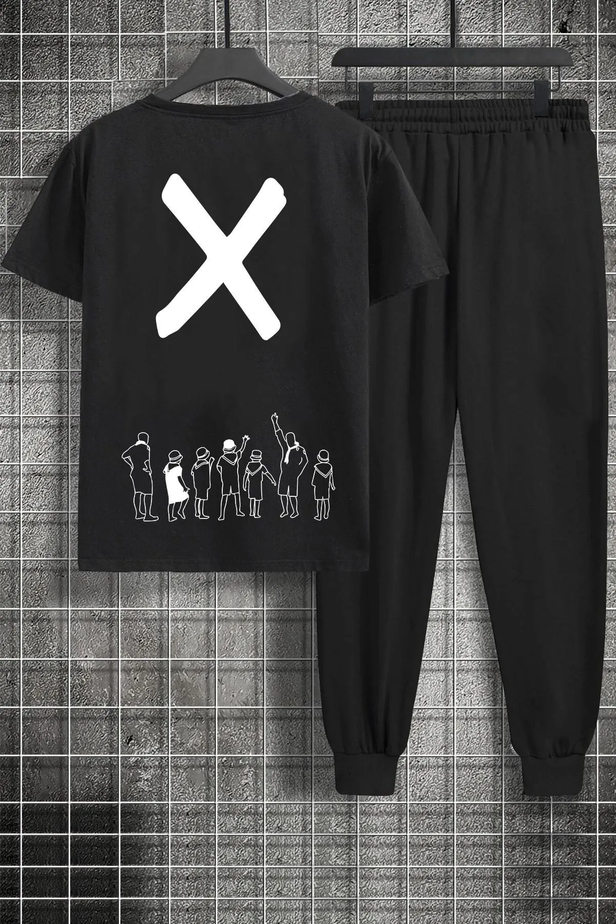 uyguntarz  Bedrucktes zweiteiliges Unisex-Trainingsanzug-Set „Design X“.
