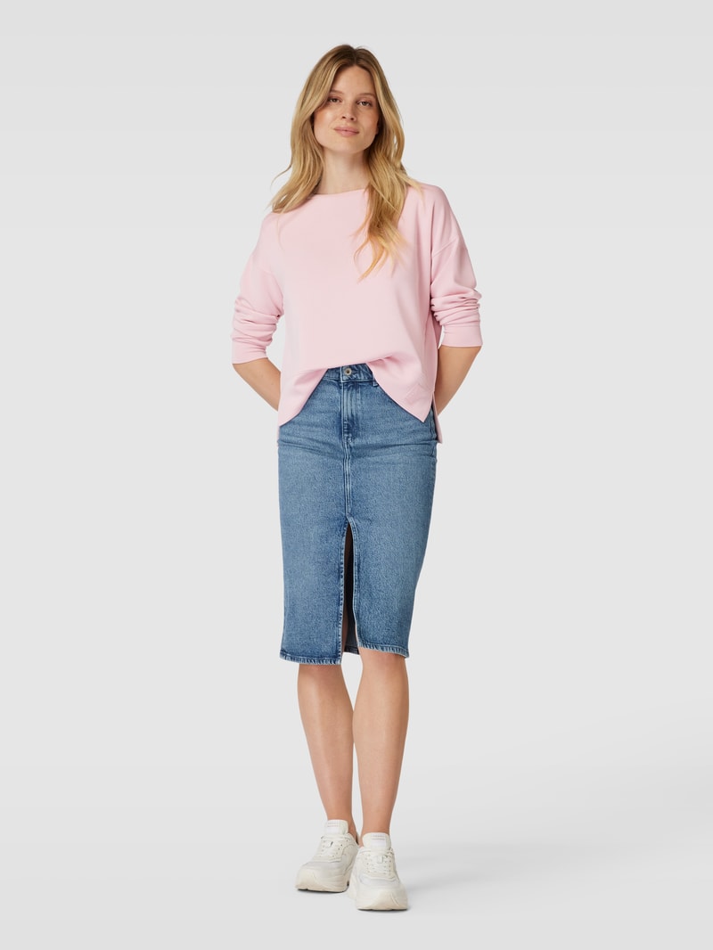 Sweatshirt mit Label-Applikation in rosé