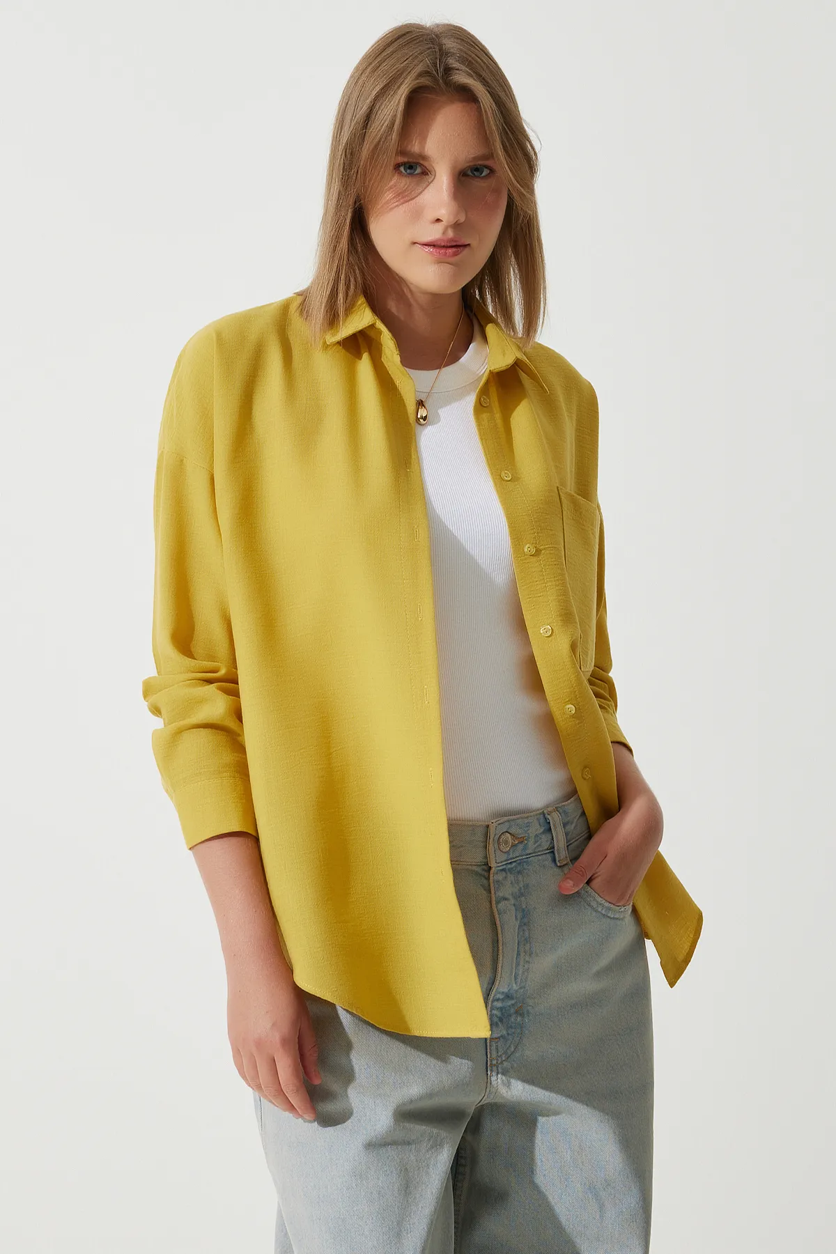 Happiness İstanbul  Hemd - Gelb - Oversized