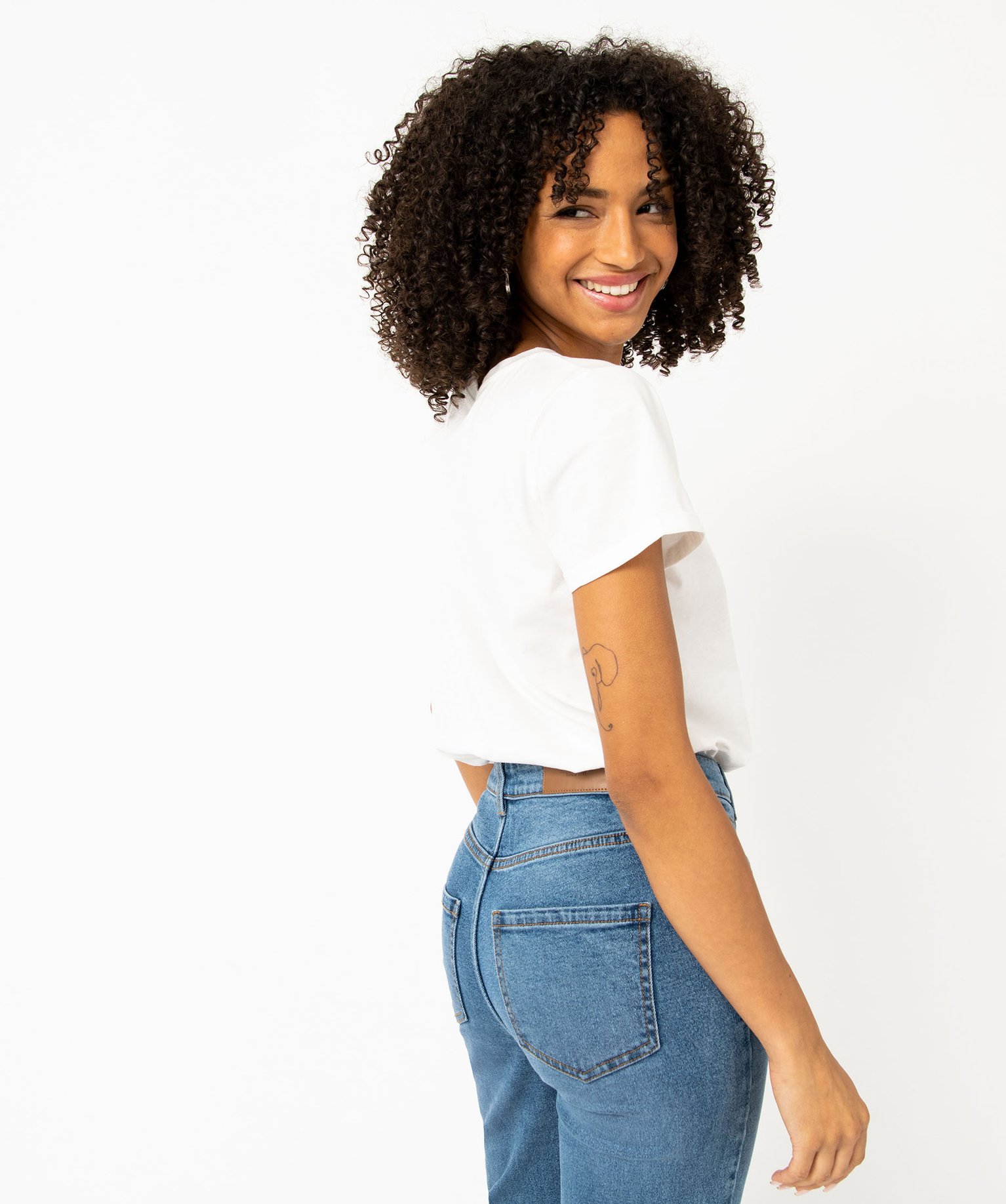 Tee-shirt à manches courtes avec message femme ecru | GEMO