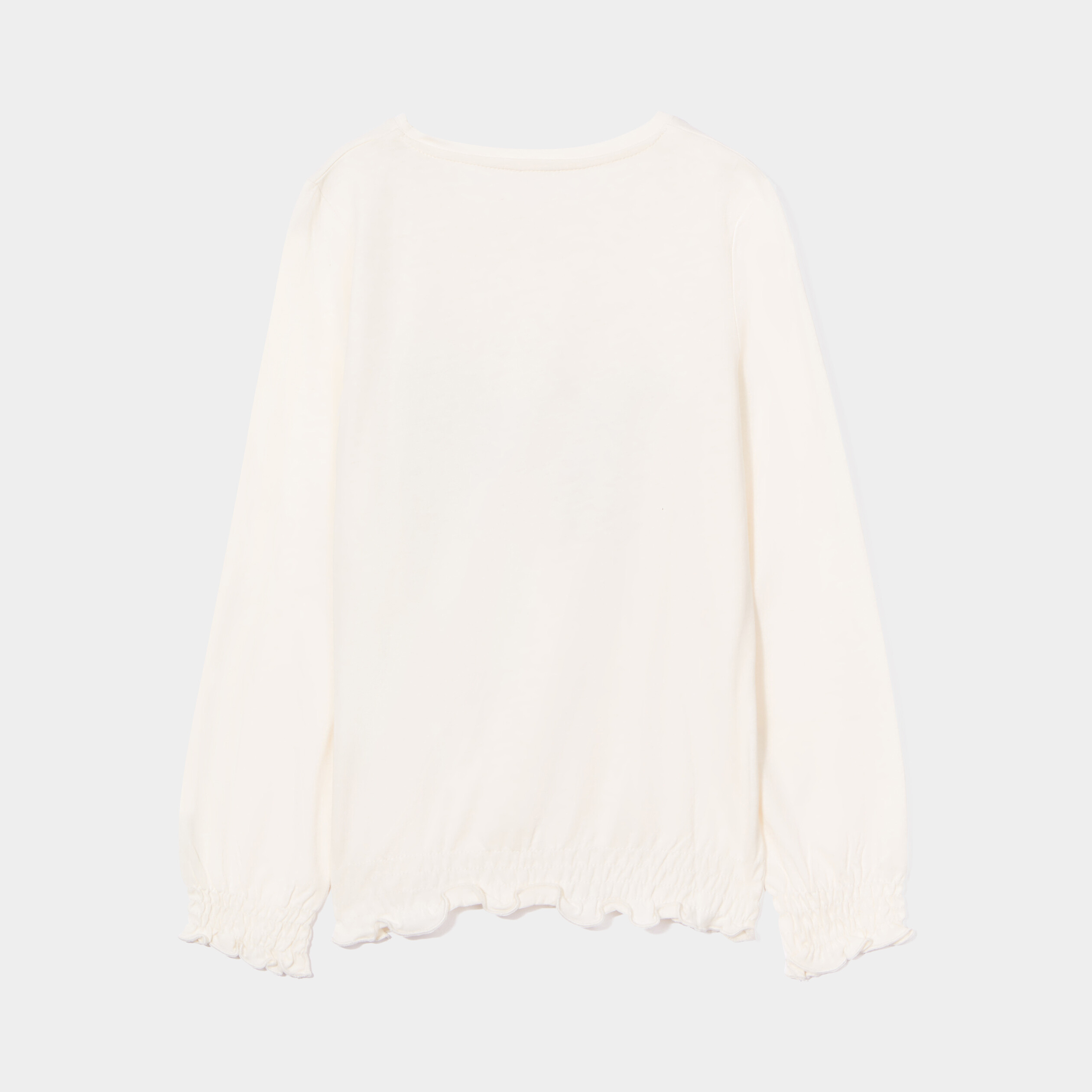T-shirt bas et poignets smockés Creeks creme fille | La Halle