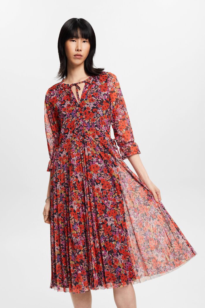 Midikleid aus Mesh mit Allover-Muster