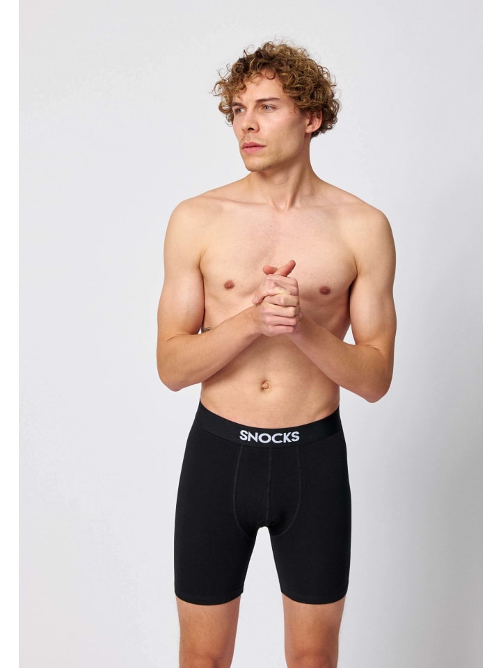 SNOCKS Lange Boxershorts 6 Stück in Schwarz günstig kaufen