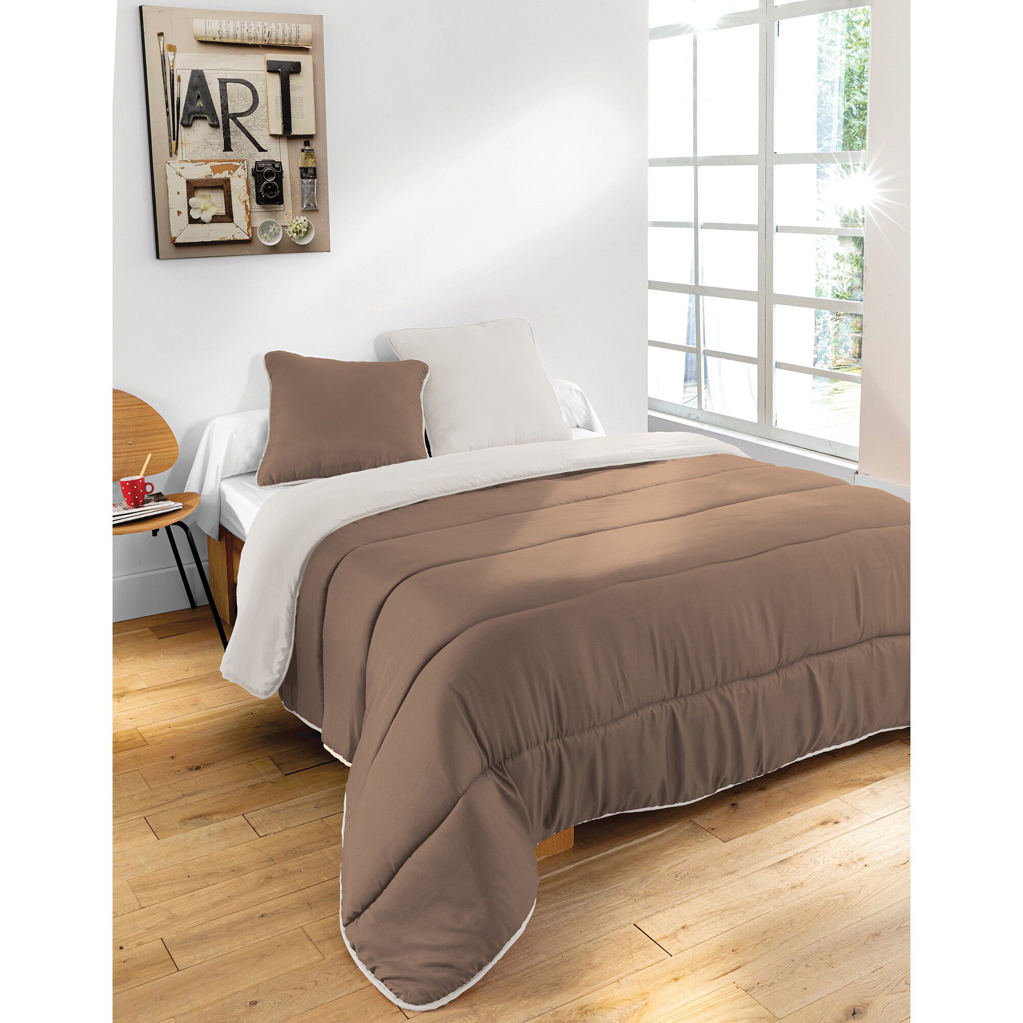 Couette bicolore microfibre 350g/m2