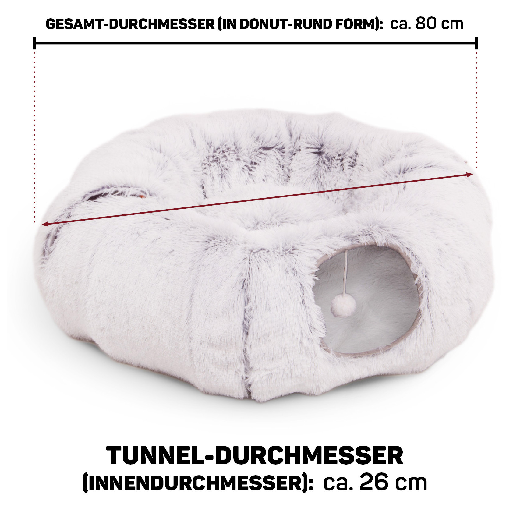 Canadian Cat Company Katzentunnel Canadian Cat Company Katzentunnel OTIS - Donut-Tunnel inkl. Liegekissen | grau | ca. 80 x 80 x 26 cm grau