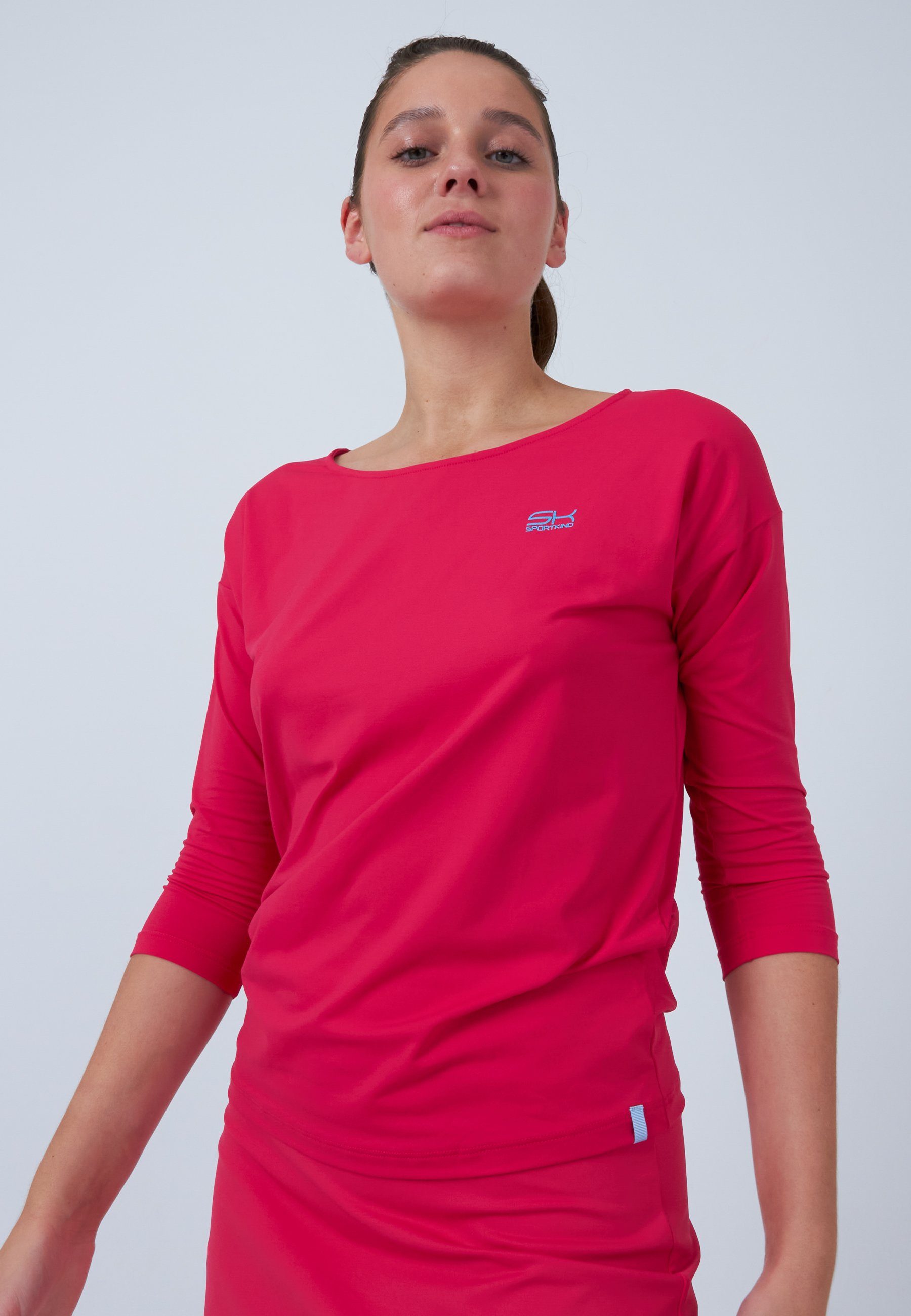 SPORTKIND Funktionsshirt Tennis 3/4 Loose Fit Shirt Mädchen & Damen pink