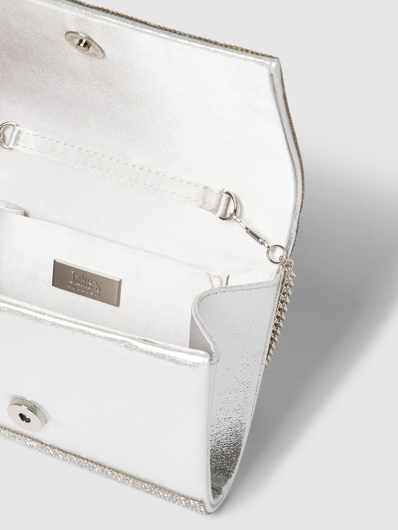 Clutch mit Allover-Ziersteinbesatz in silber