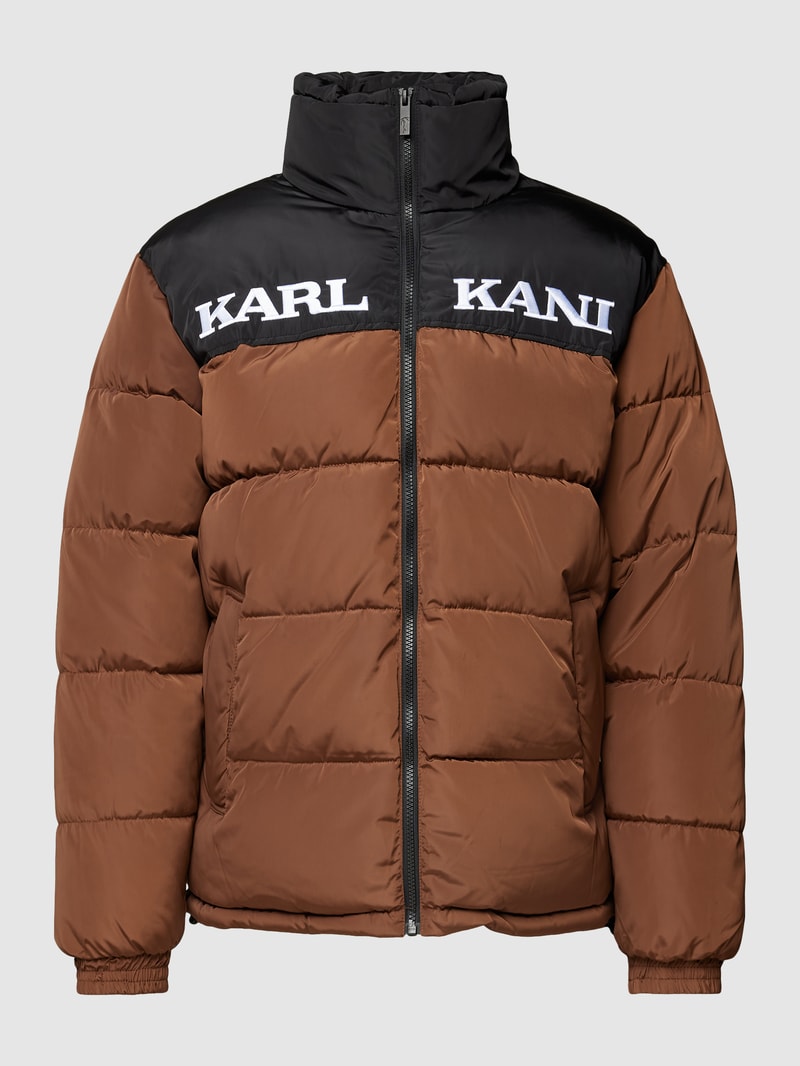 Steppjacke mit Label-Stitching Modell 'Retro Essential' in schokobraun