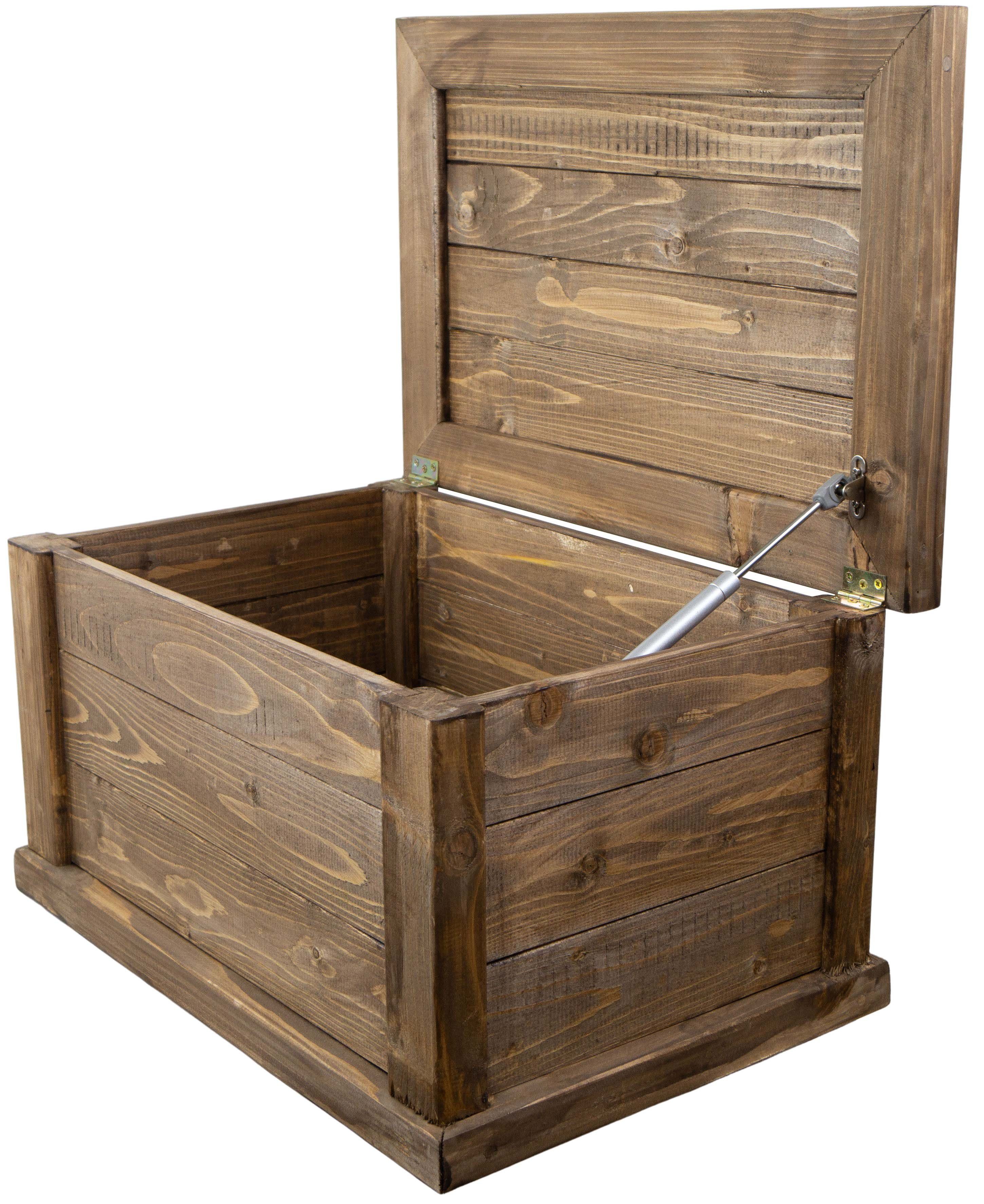 Kistenkolli Altes Land Allzweckkiste massive Holztruhe UK braun mit Zylinder 60x40x34cm Schatztruhe Spielze