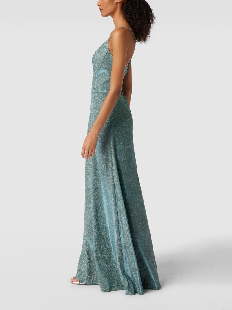 Abendkleid mit Effektgarn in grün