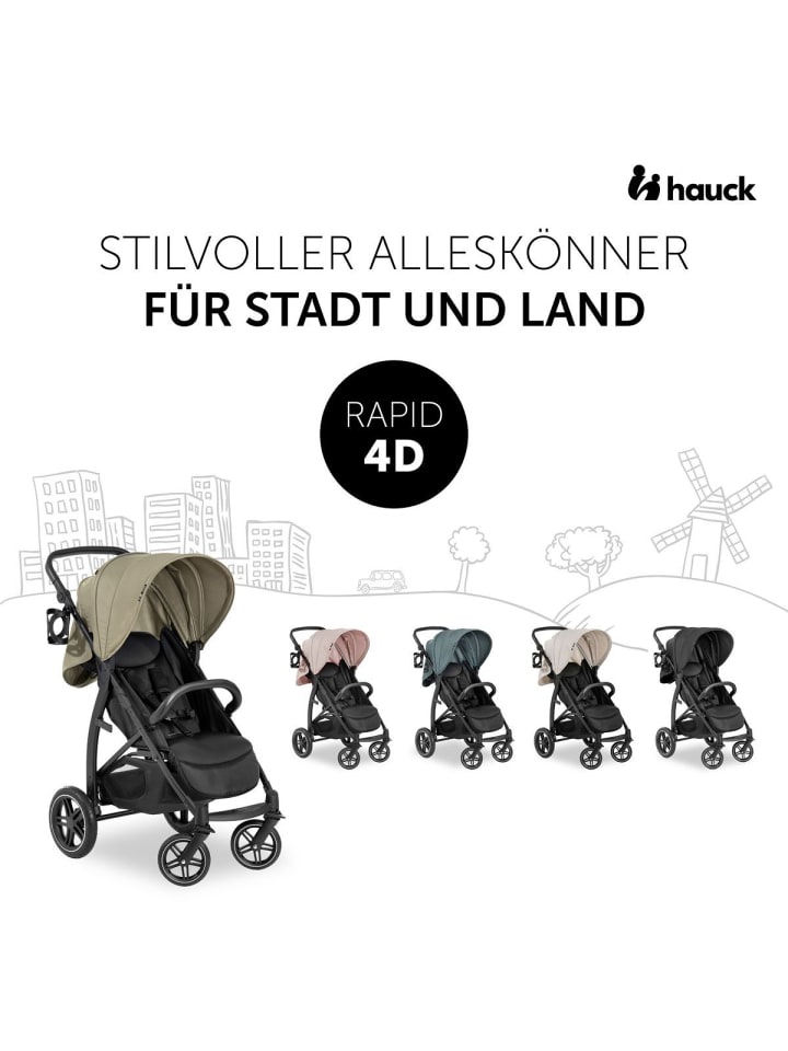Hauck Buggy Rapid 4D (bis 25 kg) - XL Verdeck & in schwarz,beige günstig kaufen onesize
