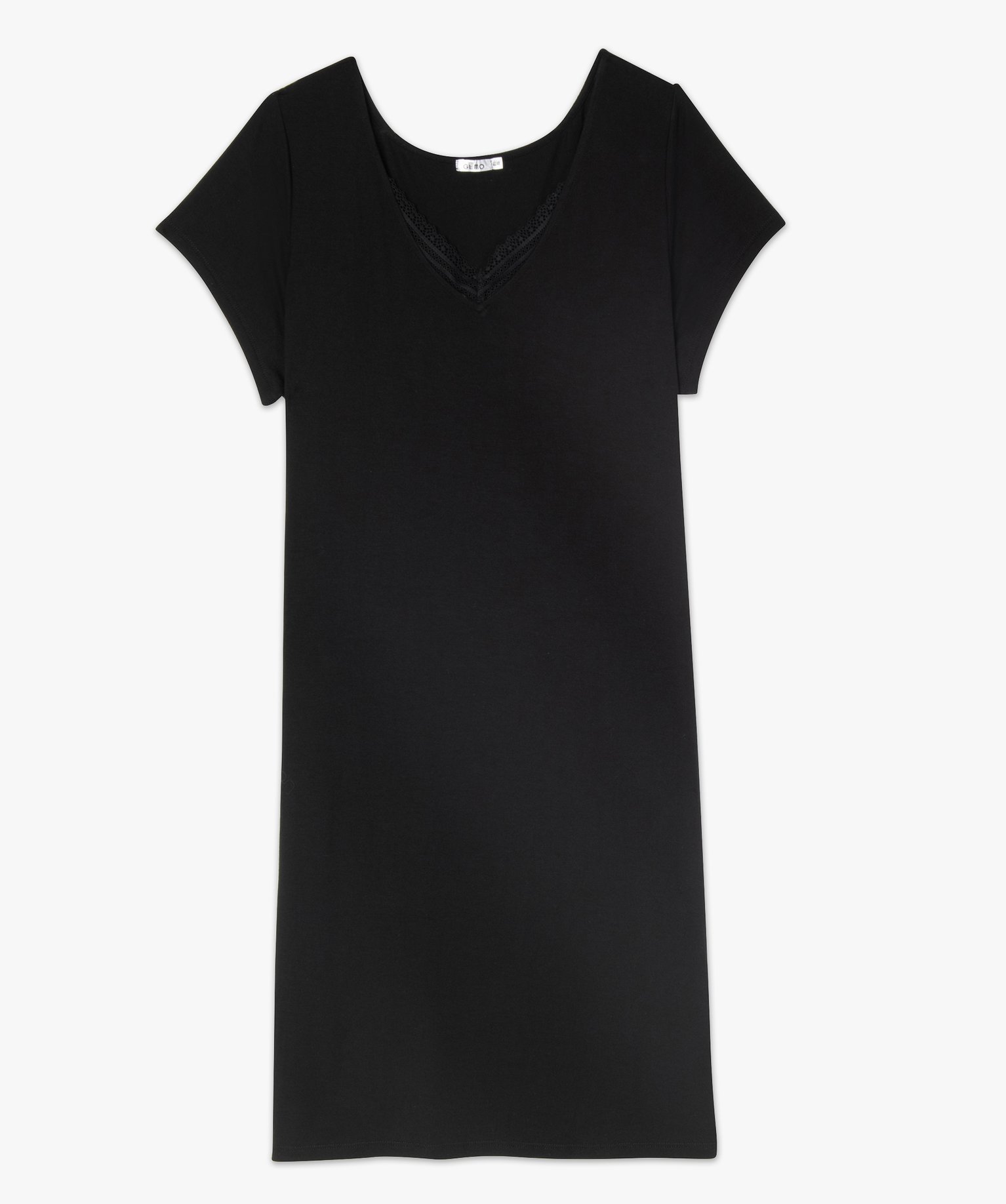 Nuisette femme femme grande taille à manches courtes et col... noir | GEMO