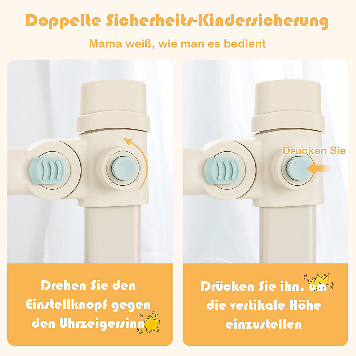 Bettschutzgitter 145cm Bär höhenverstellbar