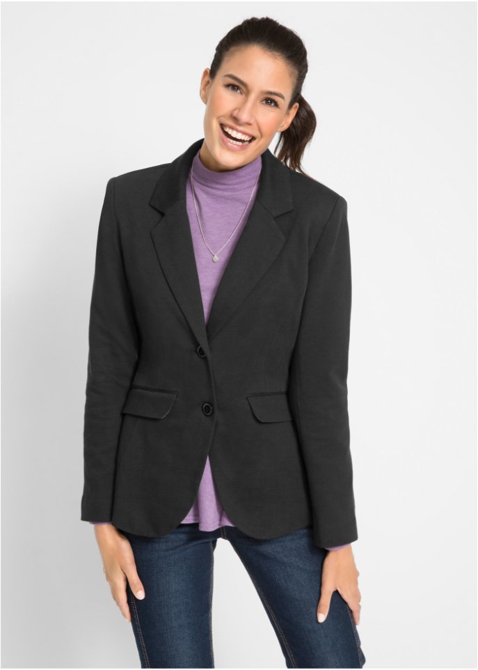 Baumwoll Jersey-Blazer, tailliert