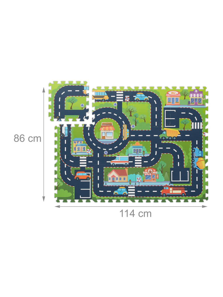 relaxdays 12tlg. Puzzlematte Straße in Bunt - (B)114 x (T)86 cm günstig kaufen onesize