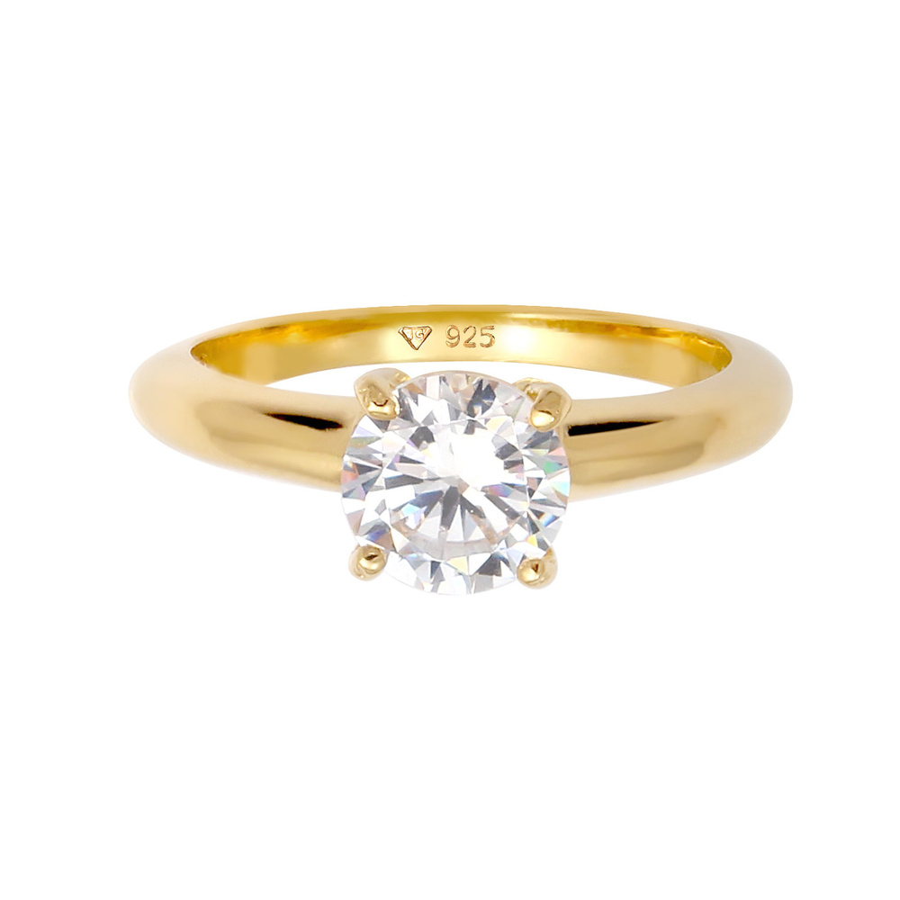 Elli Elli Bague Femmes Solitaire Classique avec cristal de zirconium en argent sterlin Bague